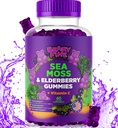 Sea Moss Gummies & Elderberry - C-vitamiin + tsink - ekstra tugev immuunsus ja kilpnäärme toetus kummikarud lastele ja täiskasvanutele - 60 Seamoss Gummies - valmistatud USA-s