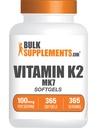 BulkSupplements.com Vitamiin K2 Softgels - Vitamiin K2 MK7, Vitamiinilisandid - Gluteenivaba, 1 Softgel per Serving, 365 Count (pakk 1)