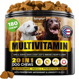 20-in-1 koera multivitamiini toidulisandid - immuunsus, seedimine, liigeste ja südame tervise toetamine - looduslikud koera vitamiinid biotiini, Msm, Jõhvika, glükoosamiiniga koertele - 180 närimist