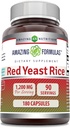 Amazing Formulas Red Pärmi riis 1200mg Serving Kapslite Lisa | Mitte-GMO | Gluteenivaba | Made in USA (180 Count)