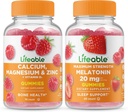 Elujõuline kaltsium, magneesium, tsink ja D-vitamiin + melatoniin 20 mg, Gummies Bundle - suurepärane maitse, vitamiinilisand, Gluteenivaba, GMO-vaba, närimiskumm