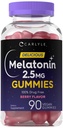 Carlyle Melatoniin 2, 5 mg Gummies | 90 Count | Berry Flavor Gummy Supplement | Vegan, Non-GMO, Gluteenivaba