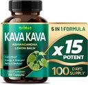 GriMed Kava 19 700mg - X 15 Power with Ashwagandha Lemon Balm - tugevus, lõdvestumine, taastamine, rahu - valmistatud USA-s (100 loend (1. pakk))
