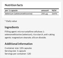 Selenium 200 μg (Selenometioniin) - 120 kapslit - 4 kuu pakkumine - toidulisand kilpnäärme ja immuunsüsteemi toetamiseks - MZ