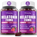 Melatoniin Gummies 20mg täiskasvanutele - maksimaalne tugevus Melatoniin Gummies L-Theanine, Magneesium, Omega-3, MSM, D3 & Zinc - Mitte-Habit Forming, Vegan, Non GMO, Natural Mixed Berry Maitse