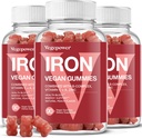 Raudkummide täiendused naistele ja lastele - multivitamiin koos rauaga vere hapniku jaoks, suurepärane maitse Gummy vitamiinid C-vitamiiniga Maxi imendumiseks - Vegan näritav, virsikumaitse (3 pakendit)