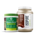 Bundle of Amazing Grass Greens Superfood Powder: Original, 30 Servings + Isopure Chocolate Vegan Valgupulber, Taimne, Orgaaniline hernevalk, Piimavaba, 20 Servings (pakendamine võib varieeruda)