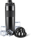 Ice Shaker Isolated Stainless Steel Shaker Bottle | 20 oz, Black | Külm 24+ tundi | Isoleeritud karikas Twist-on Agitator | Lõhnavaba pudel proteiinikokteilide, vee, smuutide, kokteilide jaoks