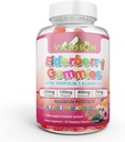 Black Sambucus Elderberry Gummies koos Propolis & Echinacea + C-vitamiini antioksüdant Flavonoidid Immuunsüsteemi Booster Kid & Adult Vegan Sõbralik | Vaarika Maitsestatud. 100 krahvi