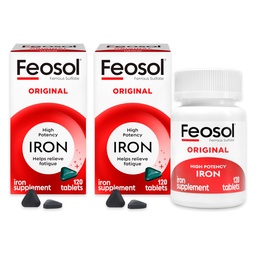 Feosol Original Raudlisandi tabletid, Mitte-heme 325mg Raudsulfaat (65mg Elemental Raud) per pillid, 1 Per Day, 4 Month Supply, energia ja immuunsüsteemi tugi (120 ct Pack 2)