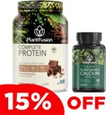 PlantFusion Complete Vegan Protein Powder & Calcium Bundle - taimse valgu pulber BCAA-de, seedeensüümide ja hernevalguga