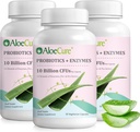 AloeCure Daily Probiootikumid 10 miljardit CFU seedetrakti toetuseks 8 tüved, 6 prebiootikumid ja ensüümid - seedetrakti lisand bromelainiga naistele ja meestele - soolestiku tugi, seedetrakti leevendus, 30 kapslit x 3btl