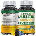 1 Pack Sugar Free 3000MG Mullein Gummies - Lung Cleanse, Mullein Leaf Extract Supplement hingamisteede, orgaaniliste Mullein tilgad Quercetin & Bromelain Lung, Seedetrakti Tervis & Immune