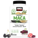 FORCE FACTOR Täiuslik Maca, Maca juur ja DIM lisand koos safraniga, et suurendada energiat ja meeleolu, kollase ja musta makaga, vitamiinide, mineraalide ja antioksüdantidega, Dark Cherry maitse, 60 pehmet närimist