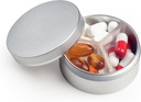 Väike pillid Case 3 koosseisud, metallist ümmargune kaasaskantav pillikarp, veekindel reisipillide korraldaja, Pocket Purse Medicine Vitamin Holder EDC konteineri (hõbe)