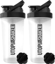 Utopia Home Protein Shaker Pudel - (Pakk 2) 28-Ounce Shaker pudelid Valgusegud - Fitness Sport Klassikaline Valgu Segaja Pudel (Selge / Must)