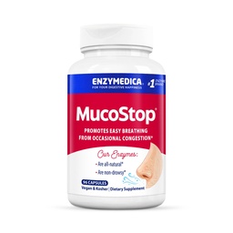 Enzymedica, MucoStop, Natural Enzyme Supplement, leevendab hooajalist või juhuslikku ummistust, toetab lihtsat hingamist, 96 loend