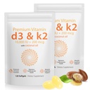 D3 K2 Vitamiin 10000 IU - 240 Neitsi kookosõli Softgels, 2 in 1 Vitamiin D & K Kompleks Toidulisand Softgel - Immuunsüsteemi toetamine ja kaltsiumi imendumine, luu ja südame tervis (240 loend (pakk 2))