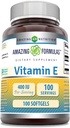 Amazing valemid Vitamiin E 400 RÜ Serving Supplement | Non-GMO | Gluteenivaba (100 Softgels)