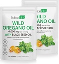 Oreganokapslite õli - 2 in 1 6000mg Oregano õli musta seemne õliga 200mg - Oreganoõli lisakapslid - seedetrakti tugi ja antioksüdandid, mitte-GMO seedetrakti tugi (2 pakend)