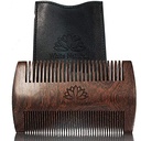 Valged looduslikud habemekammid meestele, puidust looduslik liivapuu, peened kahekordsed hambad, käsitsi valmistatud Premium Sandal Wood, ideaalne palsamitele ja õlidele, sisaldab PU nahast kasti, tasku suurus