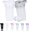 Shaker Bottle Protein Shakes Cup ja 10-Ounce/300ML Shaker-Bottle koos Whisk Balls, Protein Shaker- pudelid komplekt, mitte-BPA plastist (Grey + White(2PCS))