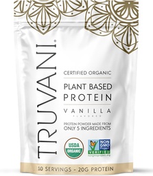 Truvani Vegan Hernevalgupulber | Vanilla | 20g Orgaaniline Taimne Valk | 10 Servings | Keto | Gluteeni & Piimavaba | Madala carb | Ei ole lisatud suhkrut