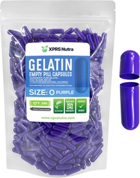 XPRS Nutra suurus 0 Tühjad kapslid - 500 loend Tühjad želatiinkapslid - pillid DIY kapsli täitmine - puhas Veise geel kapslid Do-It-Yourself täiendused (Purple)