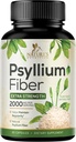 Psyllium Husk Pulber Kapslid 2000mg, Natural Daily lahustuv ja lahustumatu kiud pillid, Psyllium Husk Fiber Supplement toetab Seedimist Colon Tervis ja korrapärasus, Taimne täiendus - 60 kapslit