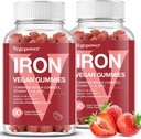 Raudkummide täiendused naistele ja lastele - multivitamiin koos raudkummiga vere hapniku jaoks, suurepärased maitsestuskummid C-vitamiiniga Maxi imendumiseks, vegan näritav (180 krahv, maasikas)