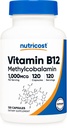 Nutrikost Vitamiin B12 (metüülkobalamiin) 1000mcg, 120 kapslit - taimetoitlane, mitte-GMO ja gluteenivaba B12 täiendus