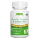 Igennus Fast Action Digestive Enzymes & Betaine HCl, 10 laia spektriga ensüümi proteaasi, lipaasi ja laktaasiga, Papain & Bromelain, taimepõhine vegan, puhas etikett, naistele ja meestele, 90 kapslit