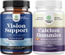 Bundle of Complete Eye Health Supplement for Adults - Lutein 20mg per Serving for Vision & Blue Light Protection koos beetakaroteeni ja suure imendumisega kaltsiumi kummid koos D3-vitamiini luude tervise jaoks