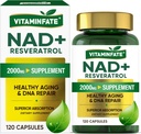 NAD + täiendus 2000 mg - 120 kapslit True NAD + & Resveratrool, NMN Alternatiivne toetab vananemisvastast, rakulist energiat ja parandamist, ainevahetust ja aju kasvu meestele ja naistele