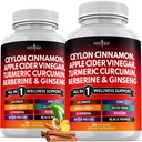 Ceyloni kaneel, kurkum, õunasiidri äädikas, ženšenn, Aloe Vera, Berberine Plus Banaba, ingveri juur - 120 krahv