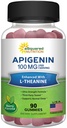 Apigeniin 100mg koos L-Theanine 100mg Gummies - Apigenin Supplement for Sleep - Natural Extract Gummy Alternatiivne kapslid, pillid, pulber ja tee - 2 Per Serving