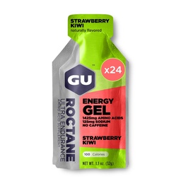 GU Energy Roctane Ultra Endurance Energy Gel, Vegan, Gluteenivaba, Kosher ja Piimavaba On-The-Go Sport Toitumine Jooksmiseks, Jalgrattasõiduks, Matkamiseks või Suusatamiseks, Maasika Kiwi (24 paketti)