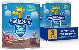 PediaSure Grow & Gain koos immuunsüsteemi toetusega Loksutage segapulber, 23 vitamiinid ja mineraalid, 6 g valku, mitte-GMO, gluteenivaba, šokolaad, 14,1 oz Can, pakend 3-24 portsjonit