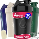 4 PAKK, 20 oz Shaker pudelid traatvihkudega valgusegudele | Lekkekindel Blender Shaker Pudel Pack | BPA-Free & Dishwasher Safe | Shaker pudel | Shaker Cups for shakes Pudel Pack