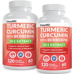 5-in-1 orgaaniline kurkumiini lisand (4210mg) koos berberiini, Ceyloni kaneeli bioperiini ja ingveri lisanditega liigese, südame, soolestiku ja ainevahetuse toetamiseks (120 ct) (pakk 2)