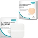 Hüdrokolloidne haavakleit, 10 Pack Ultra Thin 4" x 4" + Ag Silver Sacrum Vahtvahust haavakleitmisribad Silicone Adhesive Border 7 "x7"