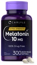Carlyle Melatoniin 10mg | 300 Softgels | Täiendav tugevustuge täiskasvanutele | Mitte-GMO, Gluteenivaba täiendus