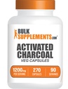 BulkSupplements.com Aktiveeritud söekapslid - kookossüsi, aktiveeritud süsi neerude toetamiseks, aktiveeritud söepillid - vegan, 3 kapslit serveerimiseks (1200 mg), 270 Veg kapslit