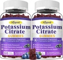 2 Pack Kaaliumtsitraat Gummies, Kaaliumilisa lihaste tervise, Jalgade Kramp Relief & Elektrolüütide Tasakaal, Vegan, Mitte-GMO, Gluteenivaba, Mustikamaitse, 120 Count
