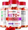 3 Pack - PureSlim KetoACV Gummies 1050MG, Supplement Advanced Formula, 180 Gummies 3 kuud