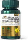 Õhtune primaarõli (1500 mg) | kõrge GLA hormonaalse tasakaalu ja naha tervise jaoks (1 pudel-120 Softgels-2mo Supply) | Mitte-GMO, Gluteenivaba
