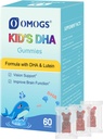 OMOGS Laste DHA mustikas Maitsestatud Gummies, Lutein, Omega-3 ja Vitamiin C vetikad DHA, silmade tervise, aju tervise ja tervisliku immuunsuse, Gluteenivaba, Vegan, 60 Gummies.