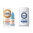 Pilgutavad silmatilgad kuivadele silmadele, kolmekordne hooldus määrdeaine silmatilgad, koheselt rahustav, niisutav + Blink NutriTears kliiniliselt tõestatud toidulisand kuivadele silmadele, 50 Softgels