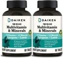 DAIKEN Mini Multivitamiin, 60 tabletti, täiustatud luteiini, lükopeeni ja foolhappega, aeg vabanenud multivitamiinid naistele ja meestele, vegan ja lihtne alla neelata (pakk 2)