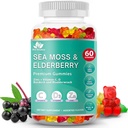 BIO VITALICA Sea Moss Gummies Elderberry BioVitalica - Vitamiin C D + tsink - Iiri Seamoss Vegan Gummy koos Sea Moss Gel & pulber immuunsuse, Detox - täiskasvanutele ja lastele